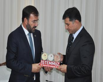 Özgürgün Türkiye Atletizm Federasyonu Başkanı Çintımar Ve 200 Metre Dünya Şamiyonu Guliyev’İ Kabul Etti