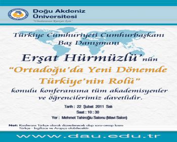 Gül ün Başdanışmanı Daü de konferans verecek