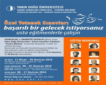 Ydü Tiyatro Bölümü Özel Yetenek Sınavıyla Öğrenci Alacak