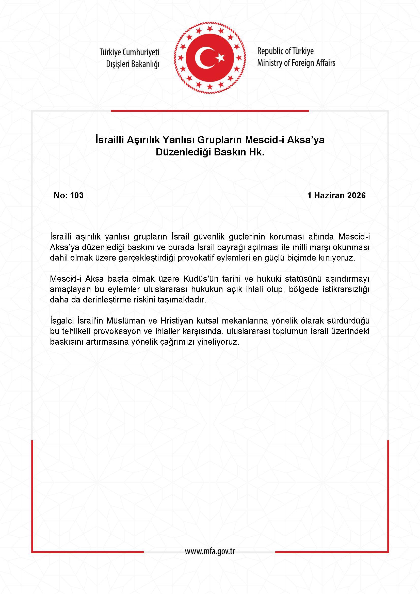 Türkiye Dışişleri’nden İsrail’e sert tepki