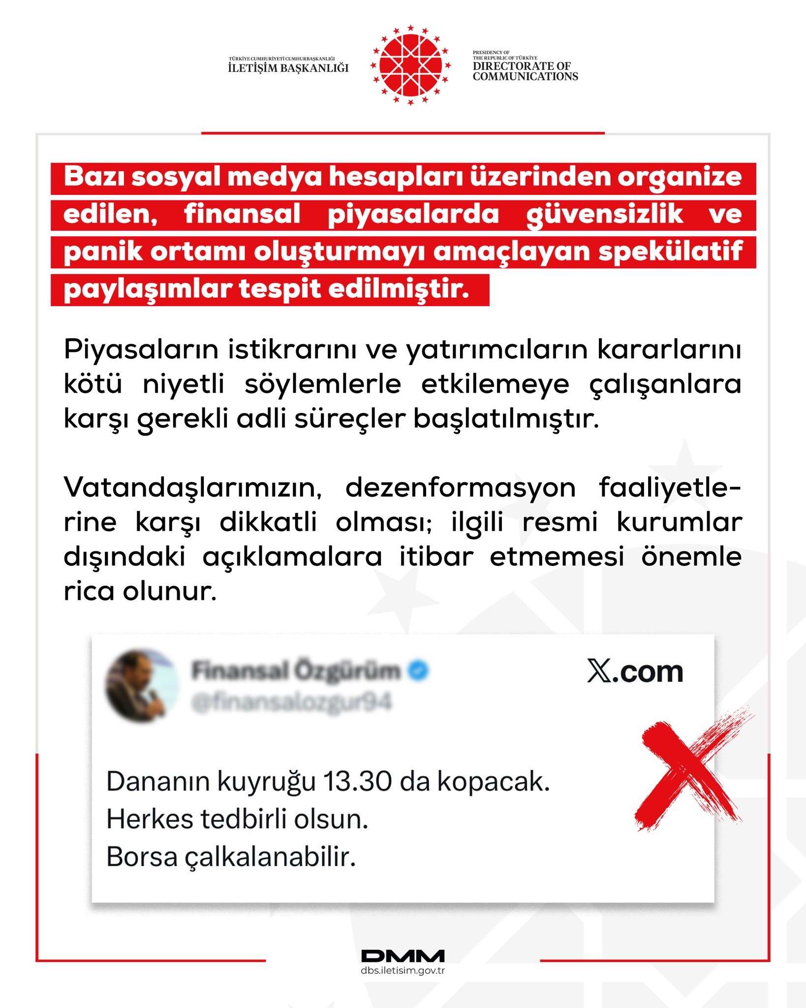 Türkiye Dezenformasyonla Mücadele Merkezi’nden piyasalarda panik iddialarına yanıt