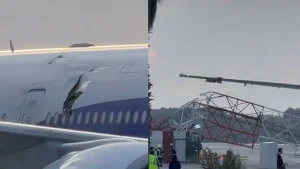 Antalya Havalimanı’nda uçak direğe çarptı!