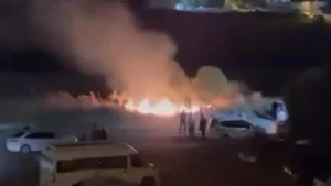 Düğünde atılan havai fişek yangın çıkardı!