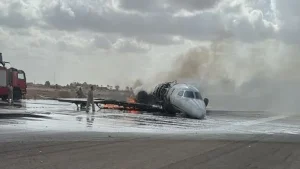 Libya’nın Misrata kentinde özel bir uçak iniş sırasında pistten çıktı