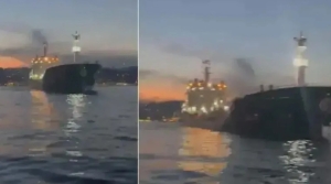 Kimyasal madde taşıyan gemi kıyıya metreler kala durabildi!