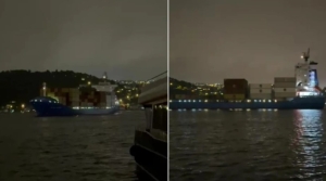 İstanbul Boğazı’nda arıza yaşayan gemi sürüklenerek ters döndü